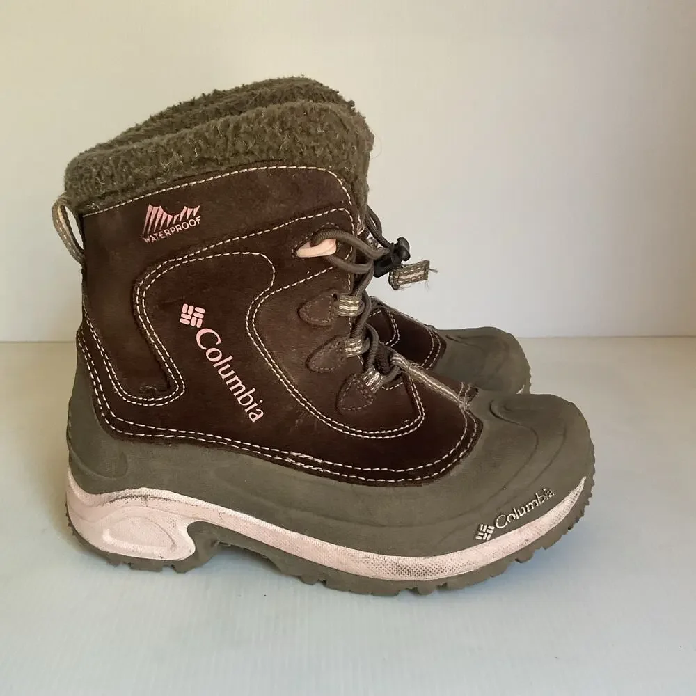 Columbia Youth Bugaboot Waterproof Snow Winter Boots in brown, Youth Size 5.